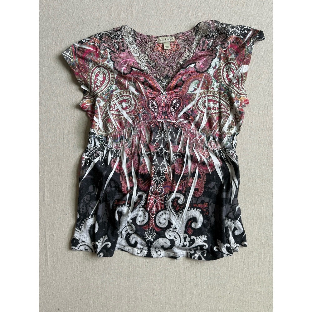 Live And Let Live Y2K Top Medium Boho